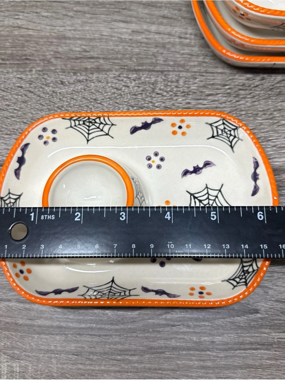 Temptations Tara Boofetti Halloween Snack Caddy Trays Set 4 Ceramic Serving